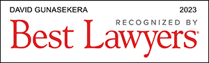 Recognized by Best Lawyers (2023) -  David Gunasekera